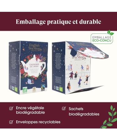 English Tea Shop - Small advent calendar for organic teas and infusions blue - 24 tea bags and infusions organic and fair trade - Buy Online on GoSupps.com