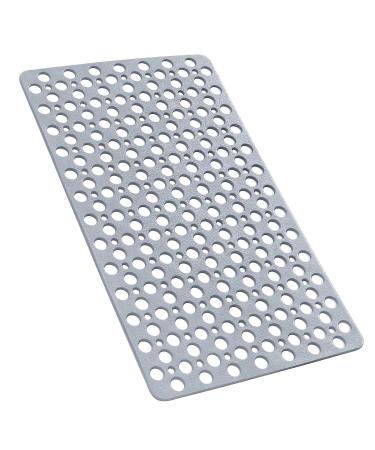 YINENN Bath Shower Mat Non Slip with Suction Cups, TPE Shower Safety Mat and Phtahlate Latex Free, Machine Washable Bath Mat for Tub, Soft Bathroom Mats with Drain Holes 30 x 17 Inch, Grey