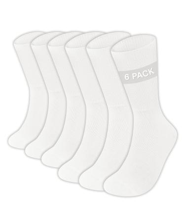 Wearever Men's 6 Pair Pack White Non Binding Diabetic Socks - Loose Top Socks Sock Size 10-13 - Comfortable Men Socks for Diabetics with Loose Top Design (Men's Size 10-13) Men's 10-13 (Pack of 6 Pairs) White