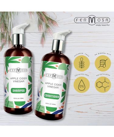 Fermosa Apple Cider Vinegar Shampoo & Conditioner Set - Clarifying Nourishing Sulfate-Free for Itchy Scalp Dandruff & Frizz - 16.9oz/500ml - Buy Online on GoSupps.com