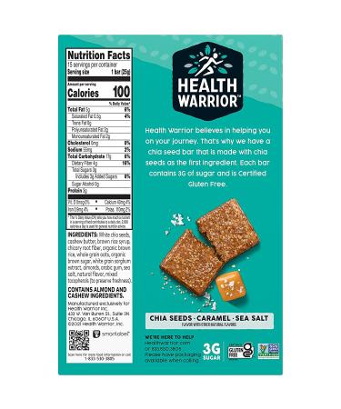 Health Warrior Chia Bars - Caramel Sea Salt Flavor - Pack of 15 Bars - Buy Online on GoSupps.com
