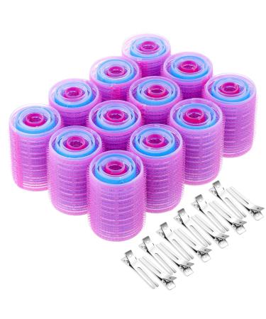 Rollers for Hair, Anezus 60 Pcs Hair Rollers Self Grip Set Includes 48 Pcs Hair Curlers and 12 Pcs Double Prong Clips for Women, Men Hairdressing Multicolored