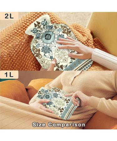 NAANLE Striped Boho Paisley Hot Water Bottle - 1L Transparent Heat & Cold Therapy for Bed Hand & Foot Pain Relief - Buy Online on GoSupps.com