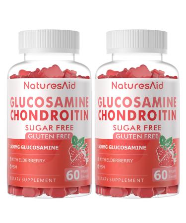 Glucosamine Chondroitin Gummies with MSM & Elderberry Extra Strength - Joint Support Antioxidant Immune Support Supplement for Adults Men & Women.(2 Pack) Strawberry Strawberry 60 Count (Pack of 2)