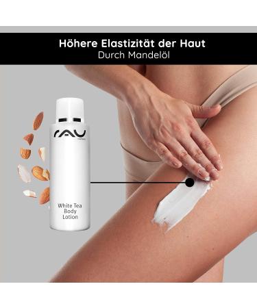  RAU Cosmetics RAU White Tea Body Lotion (200 ml) Fast-absorbing body lotion with a fresh fragrance for intense hydration and to combat dry skin Rich care for the entire body - Buy Online on GoSupps.com