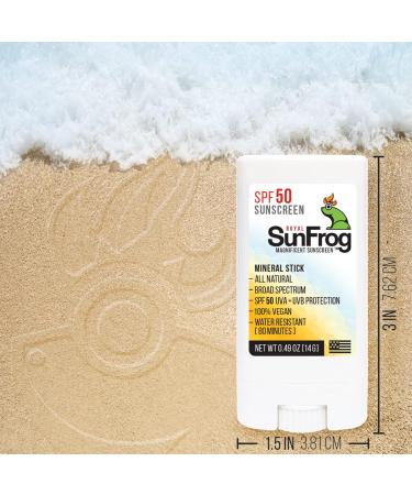 Royal SunFrog Natural SPF-50 Mineral Sunscreen Stick | 100% Vegan Broad Spectrum UVA/UVB | Roll-On Face & Body Sunscreen (0.49oz - Buy Online on GoSupps.com