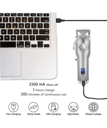 Kemei Cordless Hair Trimmer for Men - Professional Men's Hair Clippers with LED Display - Silver - Buy Online on GoSupps.com