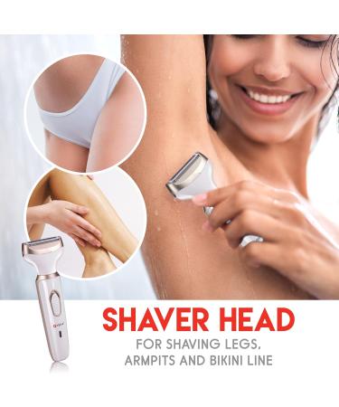 Alpina Women's Multifunctional Razor - Electric Body & Face Trimmer with Eyebrow Attachment - USB Rechargeable - White/Gold - Buy Online on GoSupps.com