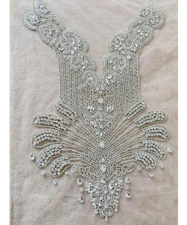Handmade Rhinestone Applique - Silver 2 Crystal Patch for Dresses - Sew-On Beads Accessory - Buy Online on GoSupps.com
