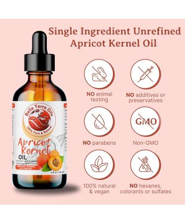 Apricot Kernel Oil - 120ml 100% Pure Cold-Pressed Unrefined Organic Additive-Free Rich in Antioxidants - Natural Moisturizer for Hair Face Body Nails Stretch Marks by Bella Terra Oils - Buy Online on GoSupps.com