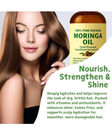 Pomberries Moringa Oil 100% Pure Cold-Pressed & Unrefined Moringa Seed Oil for Face Skin Hair & Body Hydrating Anti-Aging Moisturizer 4 fl oz Amber Glass Bottle - Buy Online on GoSupps.com