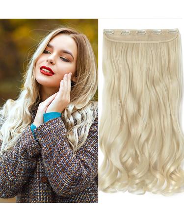 Sego long extensions clip in hair extension 60cm wavy 3/4 full of head hair part 1 breath natural for girls bleached blonde