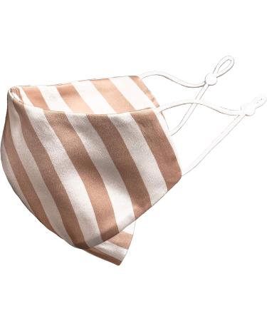 Shop Mulberry Silk Face Mask by 22Silk - Fashionable Reusable Adjustable 3D Chin Design Breathable 100% Grade 6A Silk (Stripe - Nude) | International Shipping - Buy Online on GoSupps.com