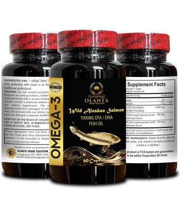 Fish Oil Omega 3 Supplements - Fish Oil Supplement w/EPA & DHA Fatty Acids Burpless Fish Oil Omega 3 Supplements Wild Caught Omega 3 Fish Oil Pills - 1 Bottle 60 Capsules - Buy Online on GoSupps.com