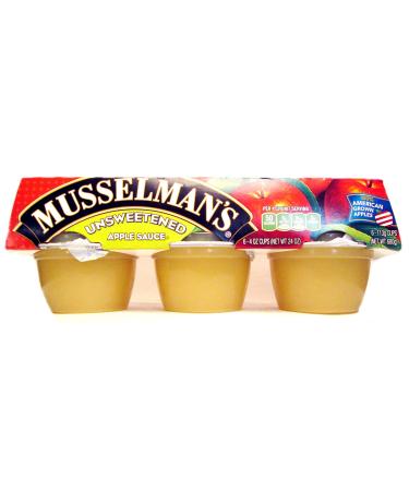 Musselman's Unsweetened Apple Sauce (Pack of 3) 6 - 4 oz Cups per Pack (18 Cups Total)