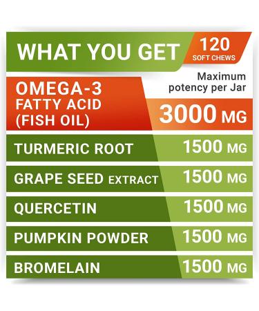 STRELLALAB Allergy Relief Dog Treats with Omega 3, Pumpkin, Enzymes, and Turmeric - Itchy Skin Relief - Made in USA Chicken - 120 Count - Buy Online on GoSupps.com