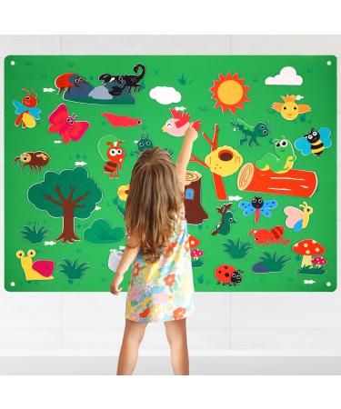Ospalem 3.3ft Filz Story Board Set Farm animals Filz-Board Story Set Early Learning Storyting Interactive Play Set Reusable wall slopes for young girls children toddlers