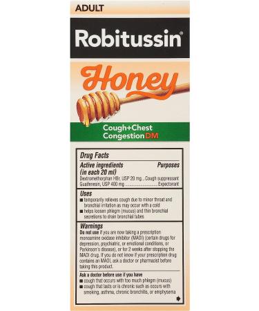 Robitussin Maximum Strength Honey Cough + Chest Congestion DM - 4 Fl Oz Bottle (Pack of 1) - Buy Online on GoSupps.com