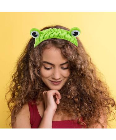 Cute Frog Headband Set for Girls and Women - 3 Pieces Funny Green Headbands for Face Washing, Shower, Spa, Yoga - Elastic Turban Hair Wrap - Buy Online on GoSupps.com