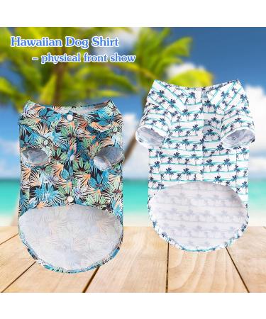 Yanmucy Hawaiian Shirt for Small Dogs - Cool & Breathable Summer Pet Clothing - 2 Piece Palm Leaf Pattern - Buy Online on GoSupps.com
