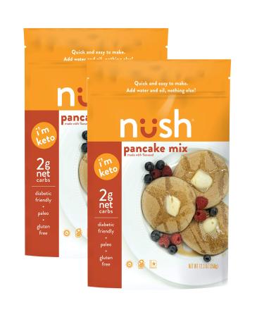 KETO Pancake Mix by Nush Foods - (2-Pack) - Original - Made from Flax, Gluten-Free, Grain Free, Paleo, Diabetic Friendly, No Sugar Added, Low Carb Snack, Healthy, Low Sugar, Low Net Carb, Low Glycemic Original 12.3 Ounce (…
