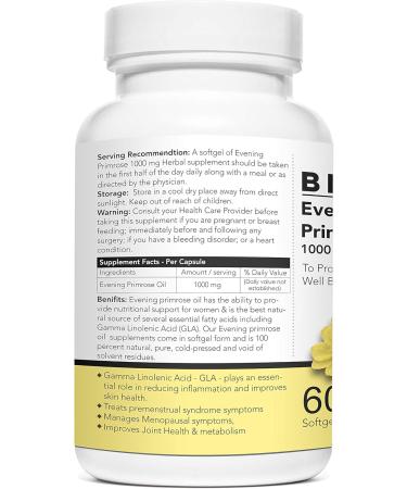 Briyosis Evening Primrose Oil - 60 Liquid Filled Capsules- 1000 mg Softgel - Buy Online on GoSupps.com