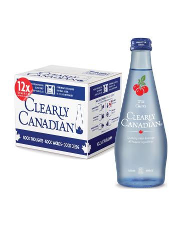Clearly Canadian Wild Cherry Sparkling Spring Water Beverage, Natural & Carbonated, Flavored Seltzer Water, 1 Case (12 Bottles x 325mL)