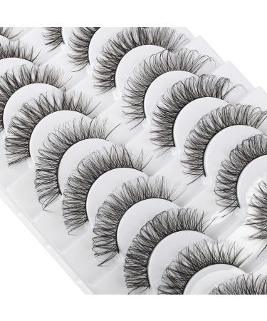 Glowing Win 3D Effect Russian Strip Lashes - 10 Pairs D Curl Cat Eye Fake Eyelashes | Reusable Wispy Short Lashes - Buy Online on GoSupps.com