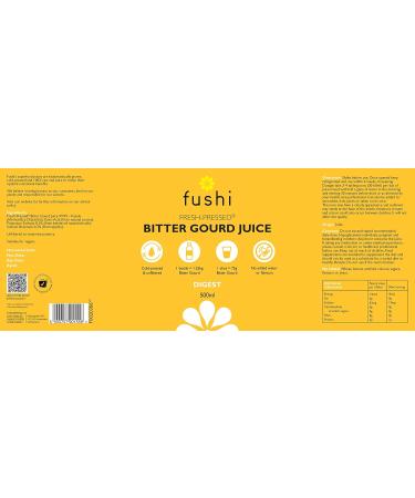 Fushi Pure Bitter Gourd Juice 500ml | Cold-Pressed | Natural Preservative | Best for Digestion Purifying Inner Health | Ethical & Vegan Society Approved | Manufactured in The UK - Buy Online on GoSupps.com