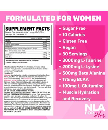 Buy NLA for Her Aminos - Maui Pineapple | 30 Servings BCAA Blend for Endurance Lean Muscle & Recovery | Vegan & Gluten-Free  - Buy Online on GoSupps.com
