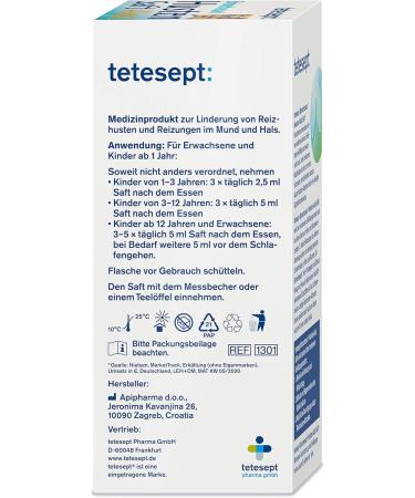 tetesept Bronchosan Cough Acute Syrup | Soothing Cold Remedy for Dry Coughs 117g | Fast International Shipping - Buy Online on GoSupps.com