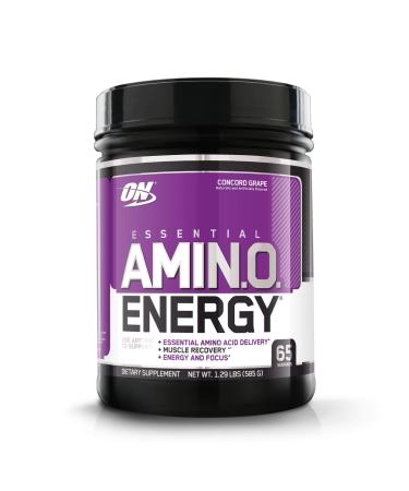 Optimum Nutrition Amino Energy - Pre Workout with Green Tea, BCAA, Amino Acids, Keto Friendly, Green Coffee Extract, Energy Powder - Concord Grape, 65 Servings Grape 65 Servings (Pack of 1)