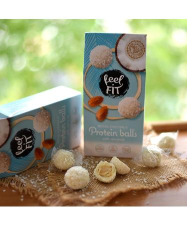 Buy Feel FIT Sugar-Free Coconut Pralines with Almonds - 12 Packs of 27g - No Added Sugar - Healthy Snack for International Shipping - Buy Online on GoSupps.com
