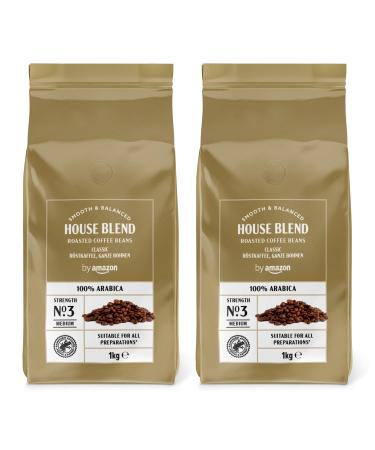 by Amazon House Blend Grains de caf 100% Arabica Torr faction Moyennement Pouss e 2kg 2 lot de 1kg - Certifi s Rainforest Alliance 100% Arabica 1 kg (Lot de 2)