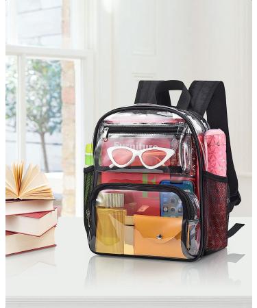 MAY TREE Clear Backpack Stadium Approved 12126 with Breathable Shoulder Straps  Clear Mini Backpack for Girls and Boys  Heavy Duty Clear Backpack for Sport Event School Festival Concert- Black - Buy Online on GoSupps.com