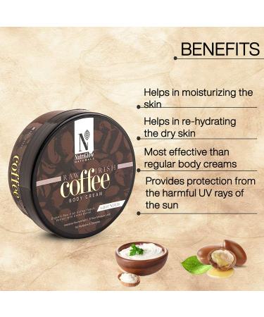 NUTRIGLOW Natural Raw Irish Coffee Body Cream - Deep Moisturization Natural Glow Dark Spots & Cellulite Reduction Anti-Aging Paraben & Sulfate Free - 7.05 Oz - Buy Online on GoSupps.com