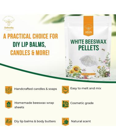 Lehody Natural White Beeswax Pellets 1lb - Cosmetic Grade, Triple Filtered for Skincare, Hand Cream, Lotion, Lip Balms, & Candle Making - Buy Online on GoSupps.com
