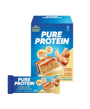 Pure Protein Bars - Nutritious Gluten Free protein bar made with Whey protein blend - low sugar protein snack. Deliciously satisfying. Caramel Churro (Pack of 6)