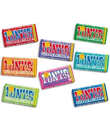 Tonys Chocolonely Veriaty Bundle 8 flavors (6.35oz) In Sanisco Packaging.