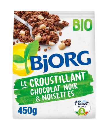 BJORG C r ales Bio Croustillantes Saveur Chocolat Noisette Gourmande Texture Unique (450g) - Le Lot De 3