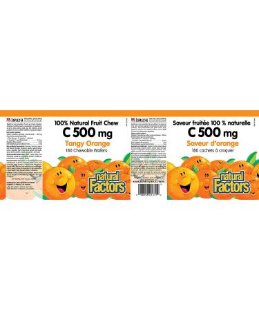 Natural Factors Tangy Orange Vitamin C 500mg - 180 Chewable Wafers | Fruit-Flavor Supplement - Buy Online on GoSupps.com