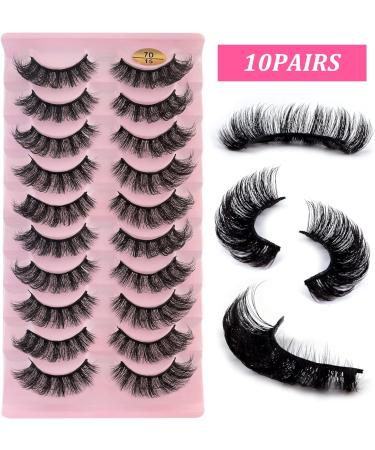7D15 False Eyelashes Russian Strip Lashes - 10 Pairs Reusable Faux Mink - Natural Look, Fluffy Volume, Wispy Fake Eyelashes - Handmade Thick Soft Long Dramatic Makeup Enhancer - Buy Online on GoSupps.com