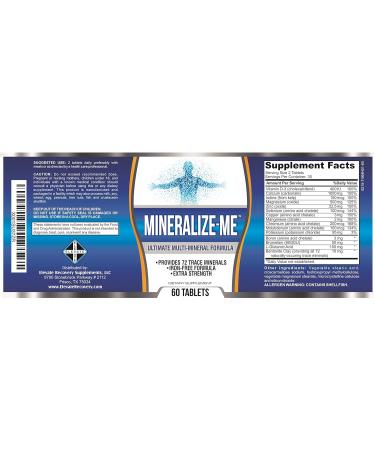 MINERALIZE-ME Multimineral Supplement | 72 Trace Minerals | Iron-Free | High Potency Formula | Natural Multiminerals | 60 Tablets - Buy Online on GoSupps.com