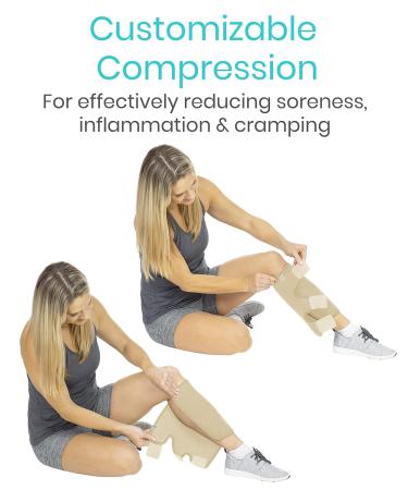 Vive Adjustable Calf Brace - Shin Splint Support for Men and Women - Compression Wrap for Improved Circulation and Reduced Muscle Swelling - Beige - Buy Online on GoSupps.com