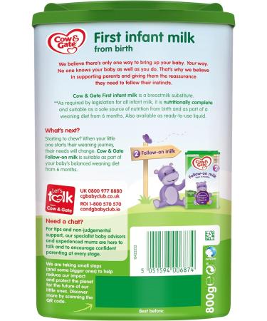 Cow & Gate 1 First Infant Baby Milk Powder Formula 800g - From Birth - Buy Online on GoSupps.com