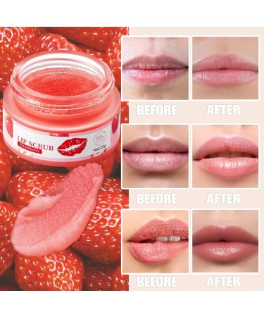 Strawberry Lip Scrub Exfoliator Lip Scrub Moisturizing Lip Care to Remove Dead Skin Lip Lightening For Dark Lips Lip Exfoliator Scrub Sugar Scrub for Chapped & Cracked Lips for Lip Repair - Buy Online on GoSupps.com