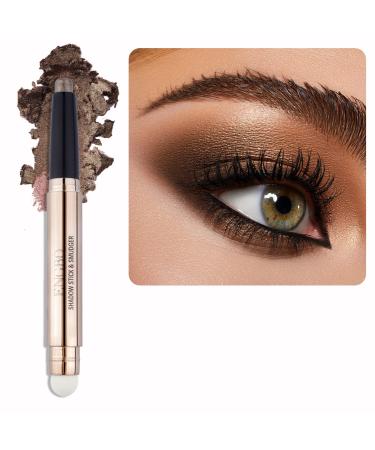 Enfuntins Cream Eyeshadow Stick  Brown Eyeshadow  High Pigmented Shimmer Eye Shadow Pencil with Soft Smudger  Long Lasting Waterproof Eye Highlighter Stick Eye Shadow Makeup (07 Cocoa Shimmer)