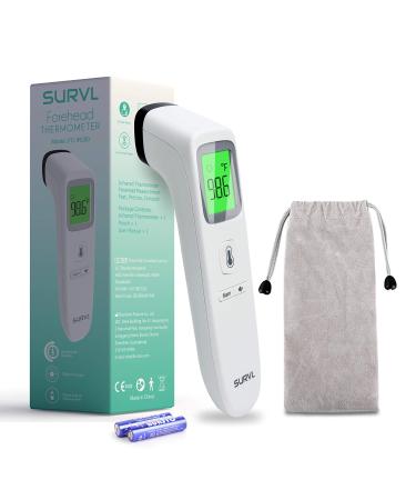SURVL  Forehead Thermometer for Fever  Digital Infrared Thermometer for Baby  Kids and Adults  Non-Contact Temporal Thermometer with Instant Accurate Reading  Fever Alarm and Memory Function