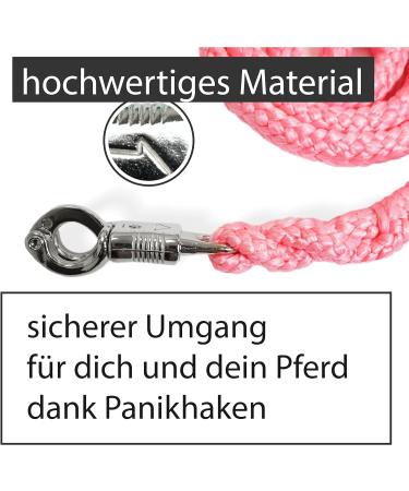 Lead Rope with Panic Hook for Horses & Ponies - 1.60m Neon Pink Tie Rope in Stylish Designs - Buy Online on GoSupps.com