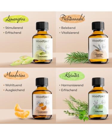 Woodfjord Sauna Infusion Set - Bio Natur | 4 Organic Sauna Fragrances & Oils Hygrometer Thermometer | Authentic Sauna Experience - Buy Online on GoSupps.com